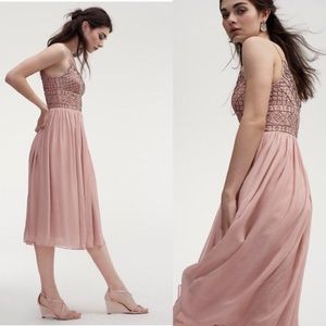BHLDN Bristol Pink Bridesmaids Beaded Dress in Mauve Pink